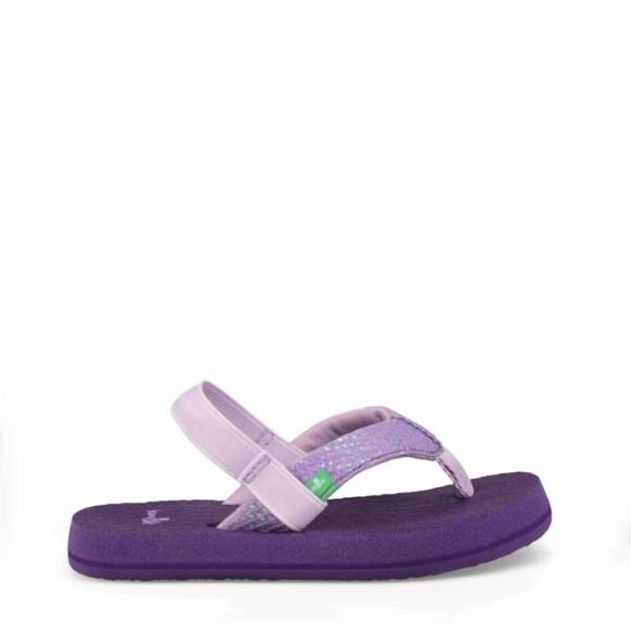 NEW SANUK kid's yoga glitter flip flop in purple - Picture 3 of 3